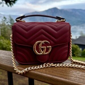 GG Marmont mini top handle bag in burgundy - Read Description